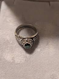 10k White Gold Class Ring With Green Stone 5.7 grams size 8 | eBay