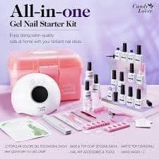 Candy Lover Gel Nail Polish Kit with UV LED Lamp, 12 Colors Romance Cool Gel Polish Starter Kit, All-in-One Quick Dry Soak Off Nail Gel Manicure Kit with DIY Tools Valentine Gift