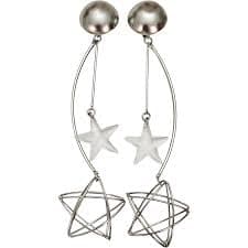 Silver Tone Vintage Shoulder Duster Star Clear Lucite Celestial Dangle. For Sale at Ruby Lane