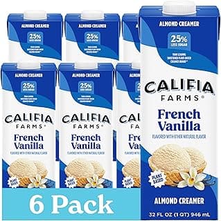 French Vanilla Almond Milk Coffee Creamer, 32 Oz (Pack of 6), Shelf Stable, Dairy Free, Plant Based, Vegan, Gluten Free, Non GMO, Almond Creamer