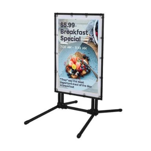 STREET-MASTER Pavement Sidewalk Sign with Flexible Spring Feet Holds 24 x 36 Vinyl Banner + Stands Up to 30mph Winds