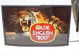 Vintage 22x14"" Olde English 800 Beer Tiger Sign Light Lamp Visual Bar Decor
