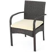 2-PC Water-Resistant and UV-Resistant Wicker Brown Outdoor Dining Chairs with Aluminum Frame, Beige Removable Cushions