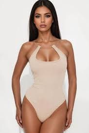 Didi Ribbed Halter Bodysuit - Taupe | Fashion Nova