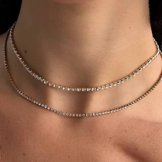 Nena 18K Gold Waterproof Tennis Necklace