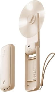 Aecooly Slim Portable Fan, Thin Handheld Fan, USB Rechargeable Mini Personal [24H Max Cooling Time], Battery Powered Small Foldable Pocket for Travel, Summer, Gifts for Women, Girls -Beige