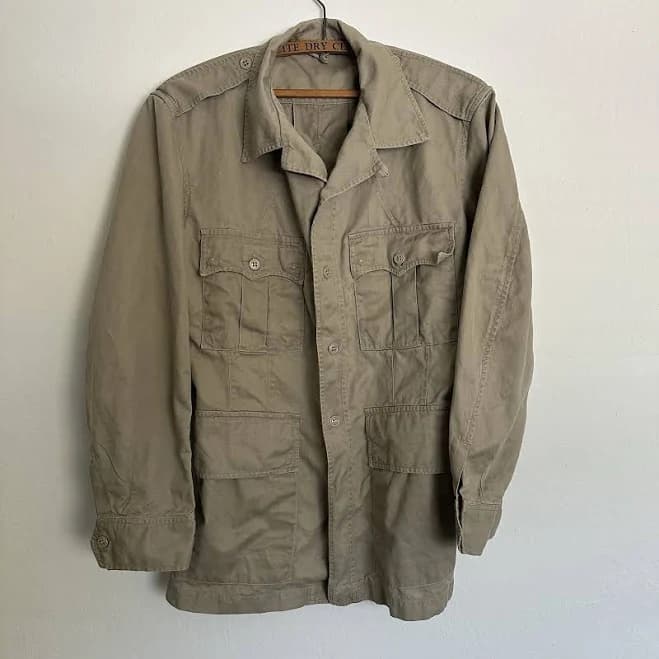 Vintage Usaf Khaki Tropical Safari Jacket Size M 1950s 1960s