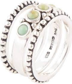Barse Jewelry Blue Composite Turquoise Sterling Silver Triple Play Stack Ring