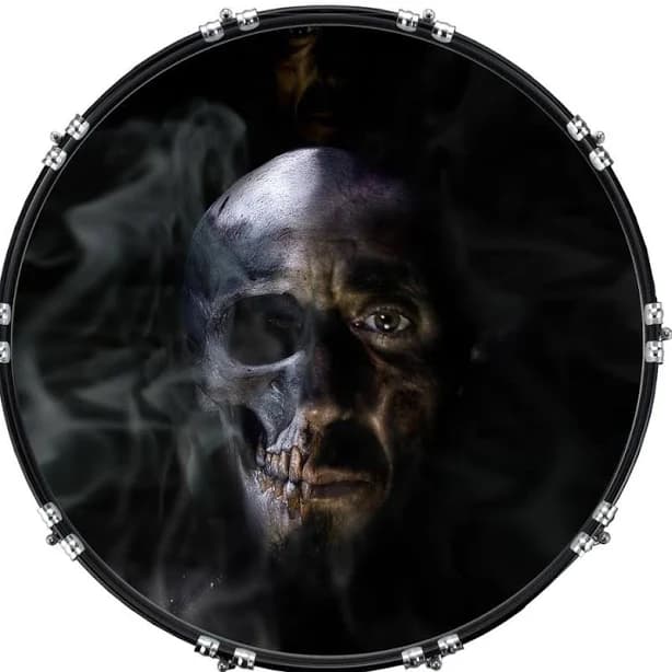 22" Custom Bass Kick Drum Front Head Graphical Graphic Smokey Horror