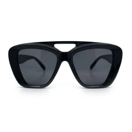Women sa106 Oversized Thick Plastic Rectangle Cat Eye Flat Top Diva Sunglasses Matte
