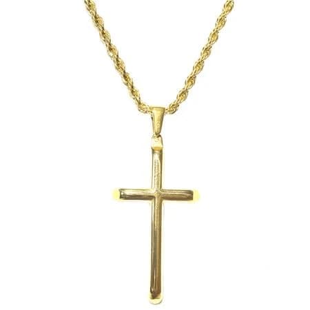 Incredible Chic Collections 24K Gold Plated Cross Pendant Rope Chain Necklace