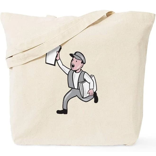 Beige Canvas Tote Bag Graphic Print Men Casual Shoulder Strap Stylish