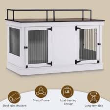 MCombo 52.7' 2-Door Wooden Dog Crate Furniture TV Stand 1861 (White) - Walmart.com