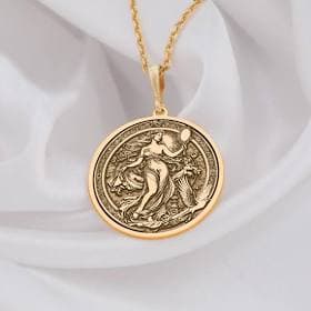 14K Solid Gold Venus Aphrodite Pendant Necklace