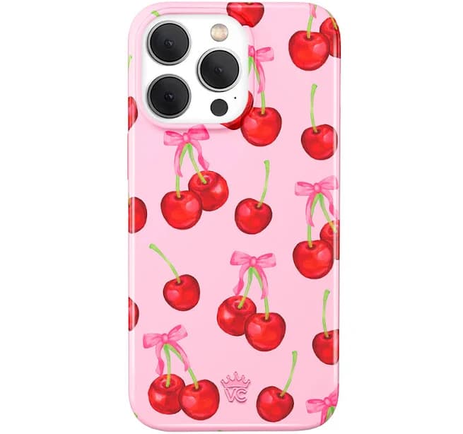 iPhone 15 Pro Max Pink Cherry-Cases Cute Phone Case | Velvet Caviar