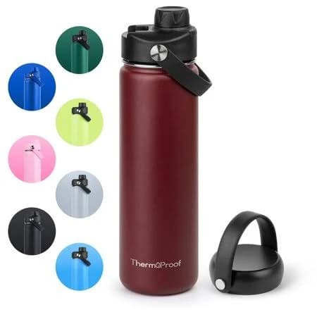 ThermoProof 22oz Double-Walled Vacuum Insulated Stainless Steel Water Bottle