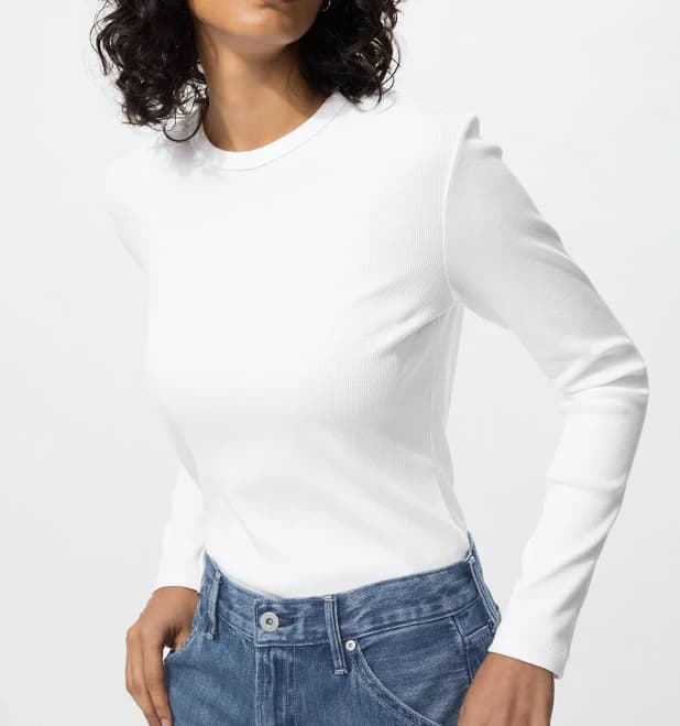UNIQLO Women's Soft Ribbed Long Sleeve T-Shirt