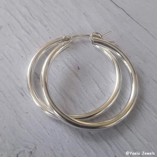 Sterling Silver Round Circle Hoop Earrings
