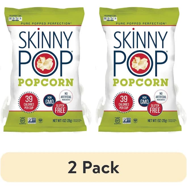 (2 pack) SkinnyPop Popcorn, Original, Naturally Gluten Free, Non-GMO, 1 oz