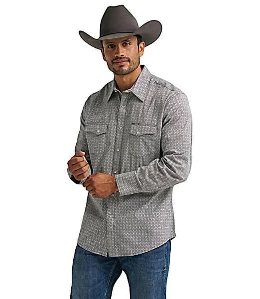Wrangler Men's Wrancher Long Sleeve Print Shirt