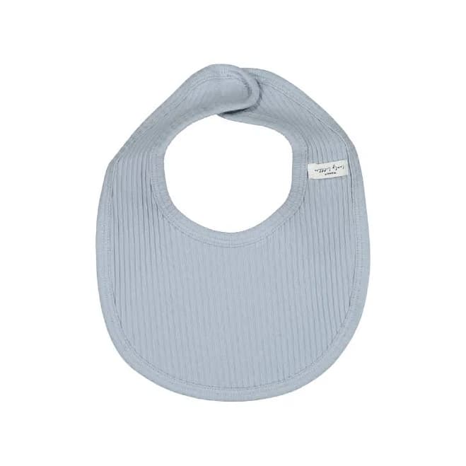 Lovely Littles Baby Bib – Blue Ribbed Cotton, Soft & Absorbent