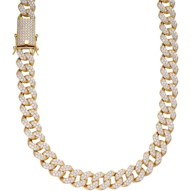 Miami Cuban Link Chain Necklace with Iced Out CZ Stones