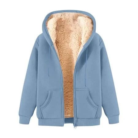 Mohiass Unisex Fleece Sherpa Lined Zip Up Hoodie
