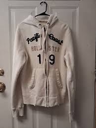 Hollister Pacific Coast 19 "Distressed" Woman's Large Full Zip Hoodie. White | eBay