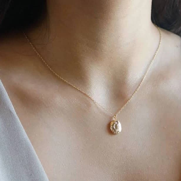 Vintage Inspired Gold Plated Tiny Oval Locket Necklace