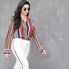 Vintage Jones New York Colorful Striped Silk Blouse, Size 16W