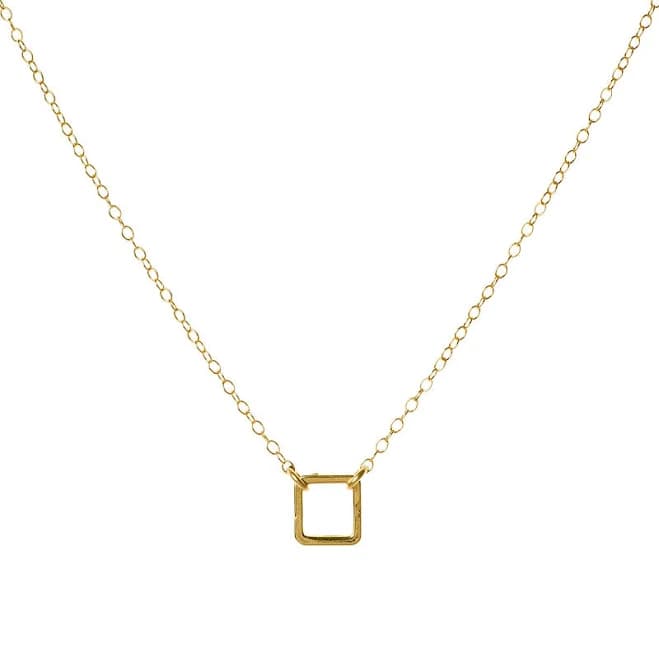Gold square link pendant necklace