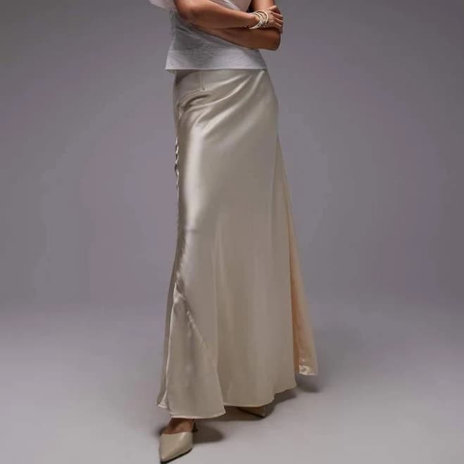 ASOS DESIGN Volume Drape Satin Maxi Skirt