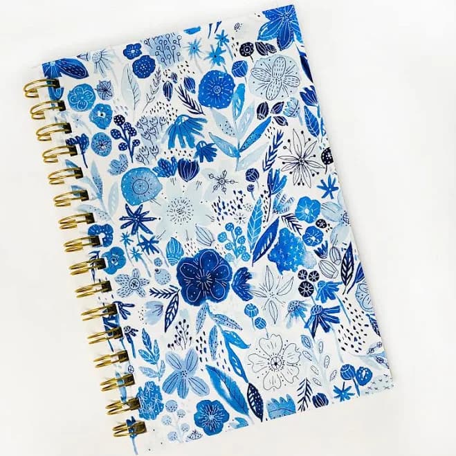 Notebook Field Notes Lined Notebook Journal Sketchbook Paper Small Notebook Floral Notebook Large Spiral Bound Gold Spiral