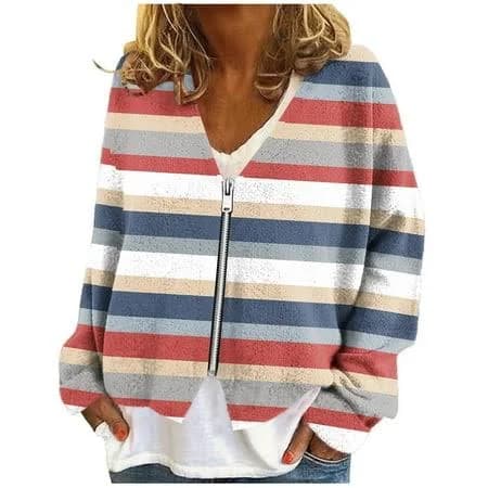 Successthop Women's Fuzzy Fleece Zip Up Jacket