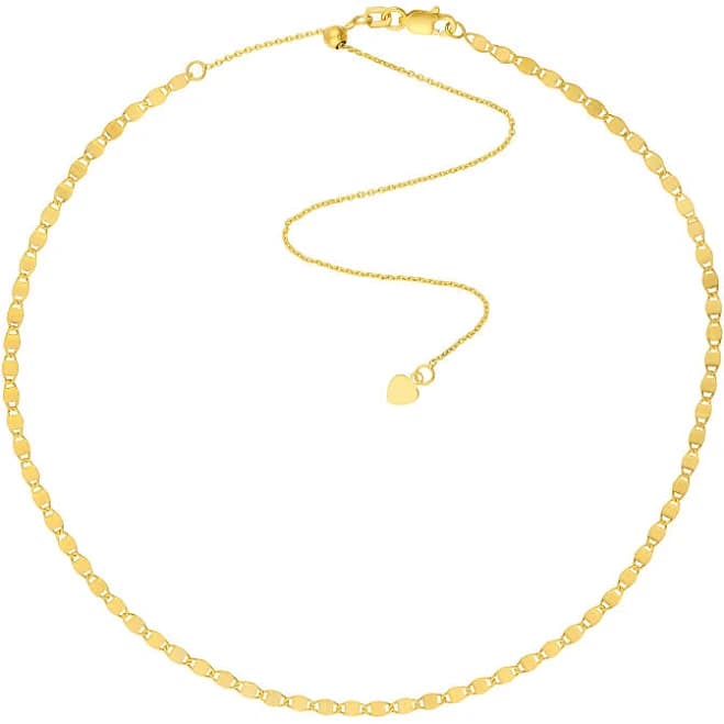 14K Flat Link Choker Necklace