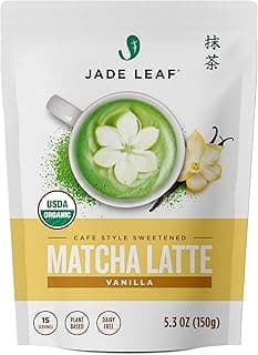 Jade Leaf Matcha Organic Vanilla Matcha Latte Mix - Lightly Sweet Japanese Matcha Green Tea Powder with Organic Cane Sugar for Café Style Blend, 5.3 Ounce / 150g (Pack of 1)