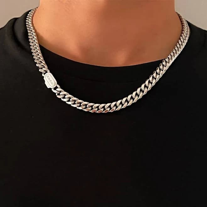 Mens Silver Cuban Necklace Chain 20 Inches Unisex