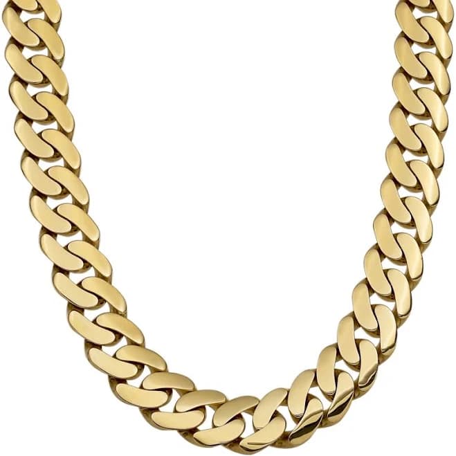 10K Yellow Gold Reversible Miami Cuban Link Chain Necklace