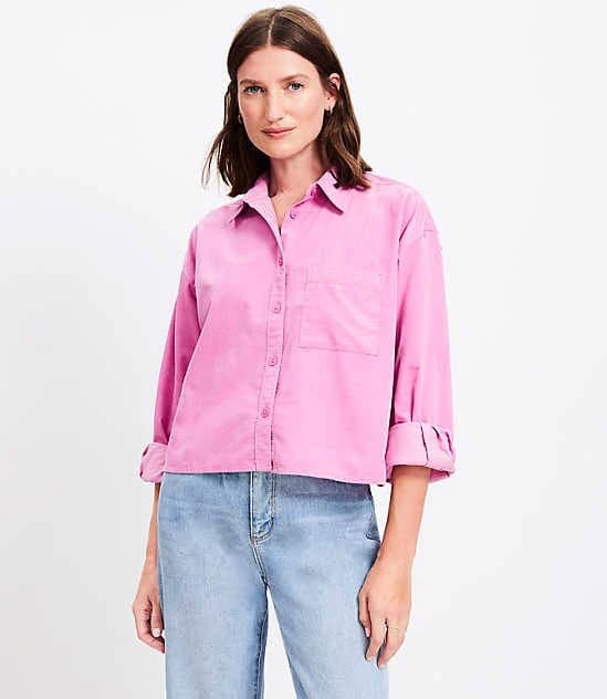 Loft Women's Cotton Corduroy Modern Pocket Shirt