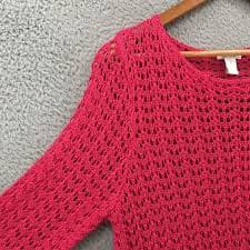 Chicos Sweater Womens 2 3/4 Sleeve Scoop Neck Knitted Pullover Casual Pink | eBay