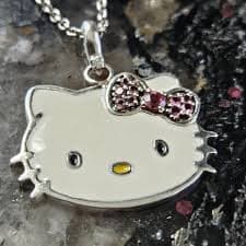 Sanrio | Jewelry | Rare Sanrio Hello Kitty Sterling Silver Necklace W Pink Tourmaline Diamond | Poshmark