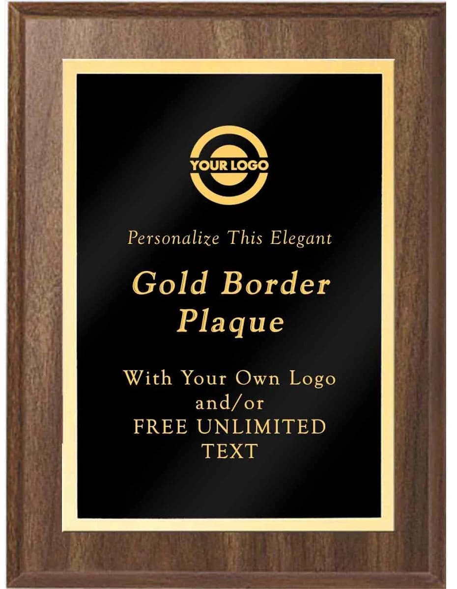 K2 Award Laser Engraved Classic Gold Border Plaque