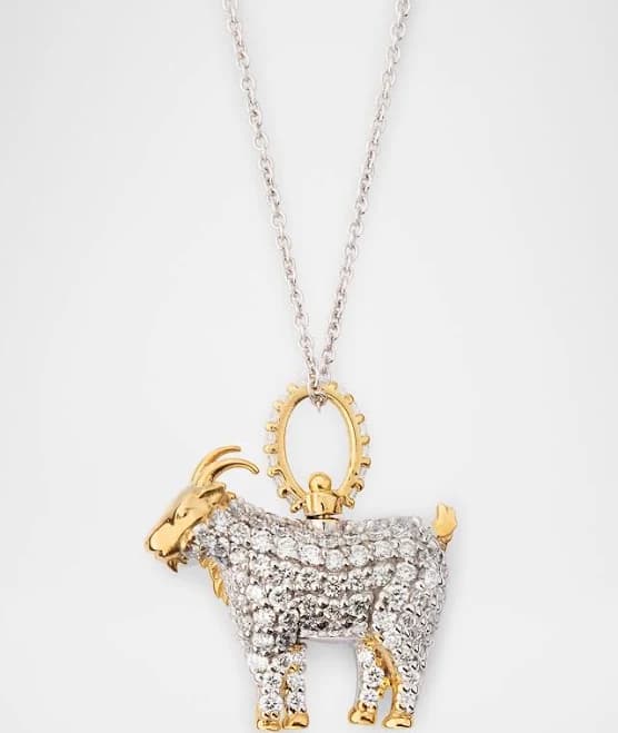 Roberto Coin 18K Gold Diamond Goat Pendant Necklace