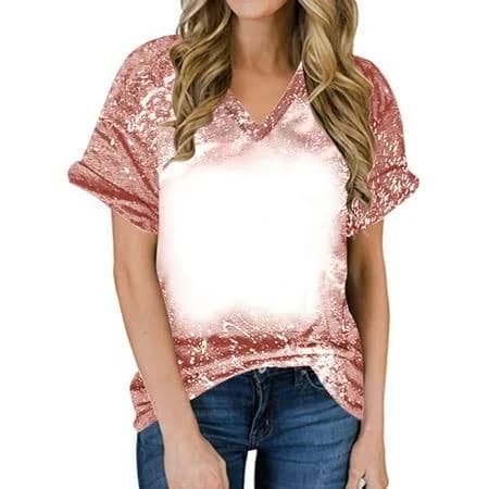 Staron Women's Tie Dye V Neck Short Sleeve Blouse