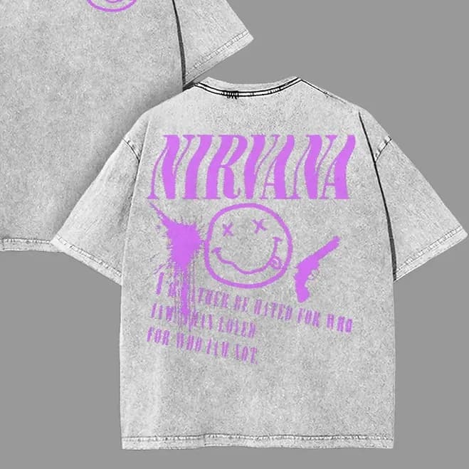 Nirvana Smiley Face Oversized Graphic Tee