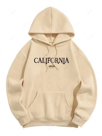 ZAFUL Men's Men's Letter Pattern Fuzzy Fleece-lined Kangaroo Pocket Design Pullover Hoodie