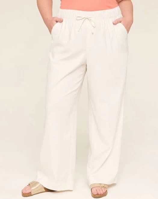 Lane Bryant Plus Size Soft Linen Wide Leg Pants