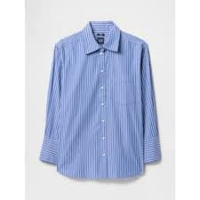 GAP | Tops | Gap Xl Blue Stripe Organic Poplin Cotton Button Down Big Shirt | Poshmark