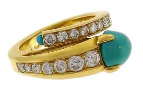 Cartier Turquoise Diamond Yellow Gold Snake Ring – Nadine Krakov Collection