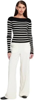 ELLE Collection Women's Fine Gauge Striped Sweater